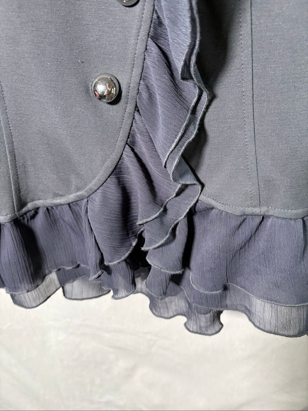 Hot in Hollywood Gray Ruffle Military Jacket Blazer Women’s M Victorian Regency - Picture 4 of 9